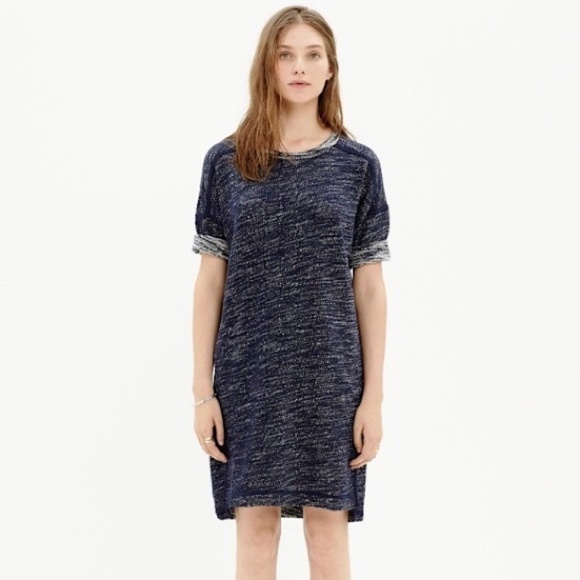 Madewell Marled Textured Blue Sweatshirt Dress Size Small - Picture 1 of 8
